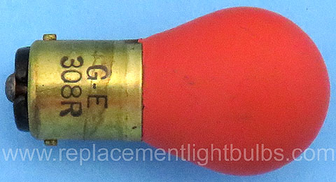 GE 308R 308 Red 28V BA15d Aircraft Replacement Light Bulb