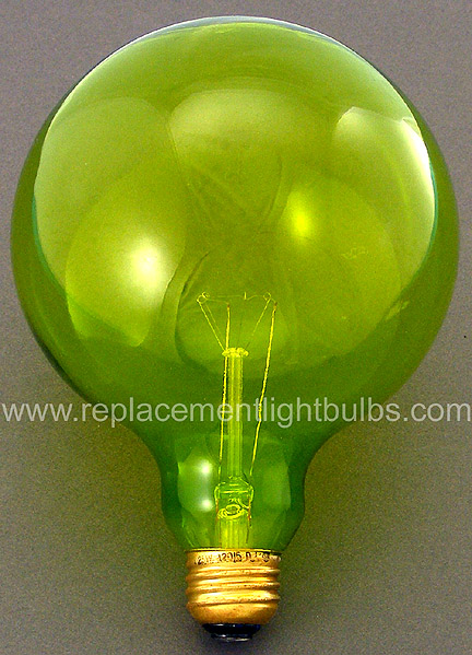 Duro-Lite 4633 25W 120V D.L. G40 Transparent Green Glass E26 Medium Screw Base Light Bulb