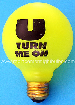 Duro-Lite 4657 15W 120-125V G25 Yellow Globe "U Turn Me On!" E26 Medium Screw Base Light Bulb