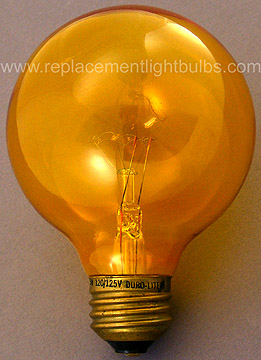 Duro-Lite 4749 25W 120/5V D.L. G18 Mini-Globe Amber Glass E26 Medium Screw Base Light Bulb
