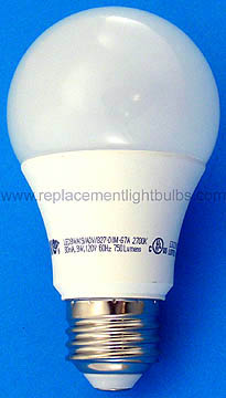Eiko LED9WA19/ADV/827-DIM 9W LED 2700K to Replace 60W Incandescent Light Bulb