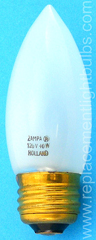 Zampa 26964/111 1840EF 120V 40W Torpedo Frosted Glass Medium Screw Base Light Bulb