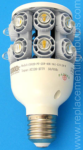 Eiko C0820-PT-25W-40K-N61-E39-DN-W LED 25W 120-277VAC 4000K Post Top LED Replacement Light Bulb