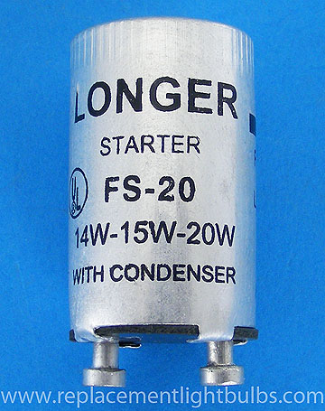 FS-20 FS20 Fluorescent Starter with Condenser for 14W, 15W and 20W Lamps