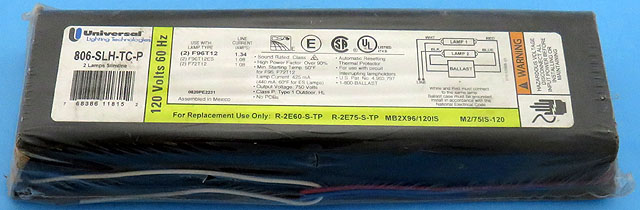 GE 806-SLH-TC-P 120V 2x F96T12 F96T12ES F72T12 Slimline Fluorescent Lamp Ballast