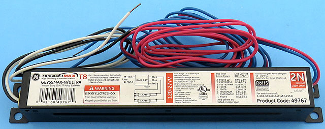 GE GE-259MAX-N/Ultra 120-277V 1x or 2x F96T8 F96T8/WM F96T8/WMP F40T8 Fluorescent Lamp Ballast