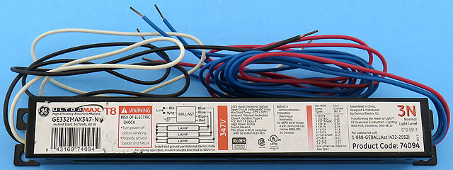 GE GE332MAX347-N 347V 2x or 3x F32T8 F32T8/WM F28T8 F25T8 F17T8 Ballast