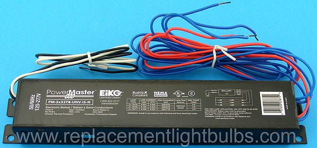 Eiko PM-3x32T8-UNV-IS-H 120-277V 2x or 3x F32T8 F25T8 F17T8 Fluorescent Lamp Ballast