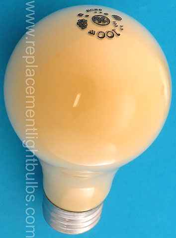 GE 100A/Y 120V 100W Yellow Bug Light Bulb