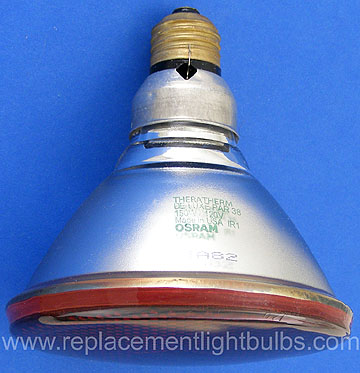 Osram 150PAR/HEAT/R 150W 120V Theratherm Deluxe PAR38 IR Red Heat Lamp