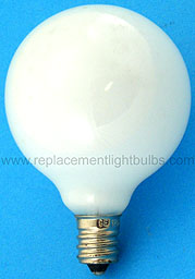 GE 25GC/W 120V 25W G16.5 White Globe Candelabra Screw Base Light Bulb