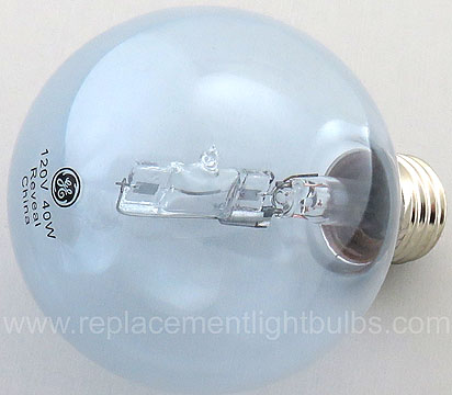 GE Reveal 40G25/CL/H/RVL 40W 120V E26 Medium Screw G25 Clear Globe Halogen Light Bulb