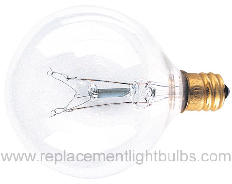 Bulbrite 120V 60W E12 Candelabra Screw Base G16.5 Clear Globe Glass Lamp, Replacement Light Bulb