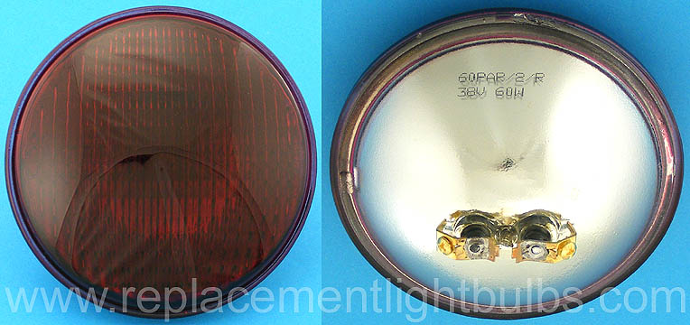 60PAR/2/R 38V 60W Red Sealed Beam Light Bulb Replacement Lamp
