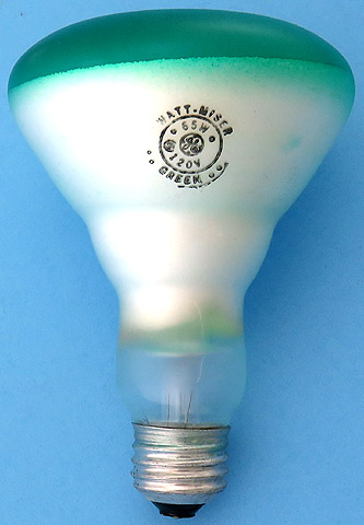 GE 65R30/FL/G 120V 65W Green BR30 Reflector Light Bulb