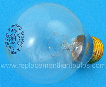 GE 67A21 67A/TS-130V 130V 67W E26 A21 Clear Traffic Signal Lamp Light Bulb