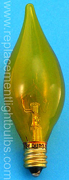 Duro-Lite 4705 15W 120-125V Sparkelite Amber Glass E12 Candelabra Screw Base Light Bulb