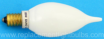 Durolite 4905 15W 120-125V White Glass E12 Candelabra Screw Base Light Bulb