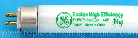 GE F14W/T5/830/ECO 14W Soft White Fluorescent Light Bulb Replacement Lamp