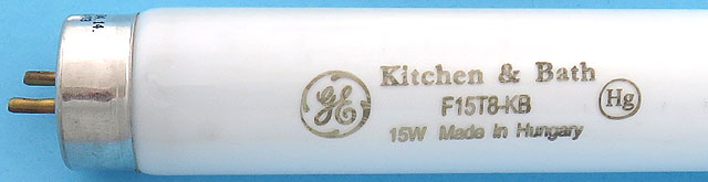 GE F15T8-KB 15W 3000K White Fluorescent Light Bulb Kitchen and Bath Lamp