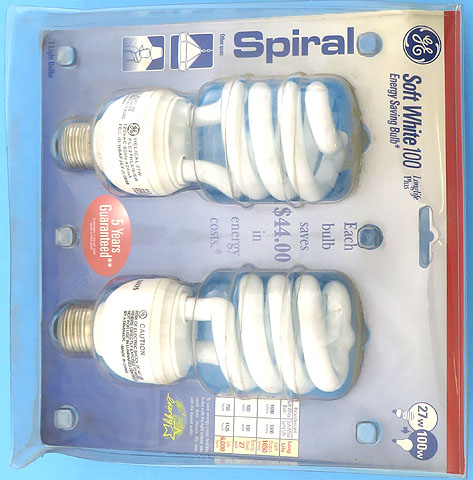 GE FLE27HLX/8/SW 120V 27W Helical Soft White 2-Pack Light Bulb