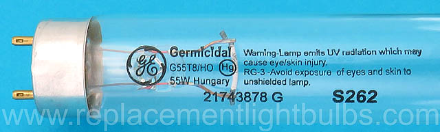 GE G55T8/HO 55W G13 High Output Germicidal UV-C Lamp