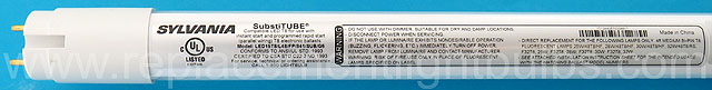Sylvania LED15T8/L48/FP/841/SUB/G6 15.5W 2200 Lumen 4 Foot LED Direct Replacement for F32T8 Fluorescent Lamps