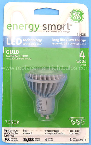 GE LED4GU10/NFL 120V 4W LED MR16 3050K GU10 Narrow Flood Light Bulb
