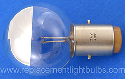 M-04018 24V 40W BX22d Top Half Silver Globe Lamp