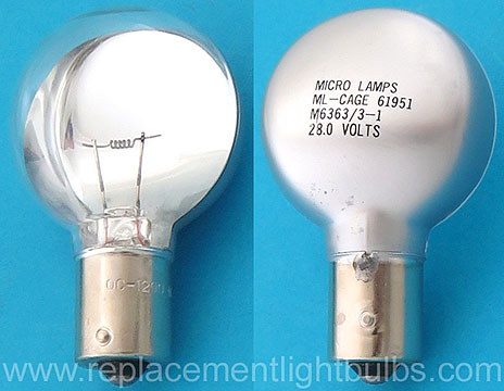 Micro Lamps M6363/3-1 28V 40W BAY15s Military Light Bulb