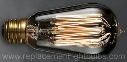Nostalgic 60W 120V 1910 Antique ST18 Smoke Glass, Thread Style Carbon Filament