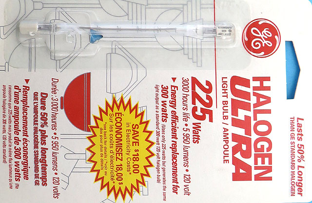 GE Q225T2/CL/Ultra 225W 120V HIR Halogen Infrared Light Bulb