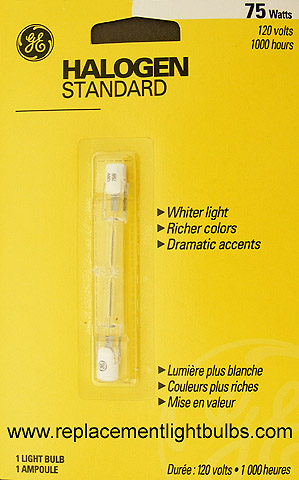 GE Q75T3/CL 120V 75W 79mm Double Ended R7s Light Bulb