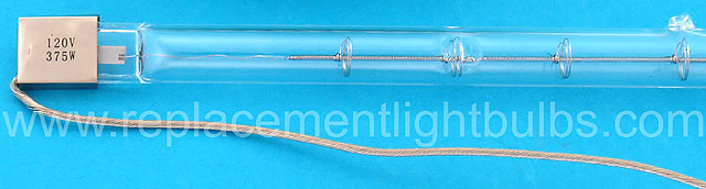 QH375T3/CL 120V 375W Wire Lead Quartz Heater Lamp